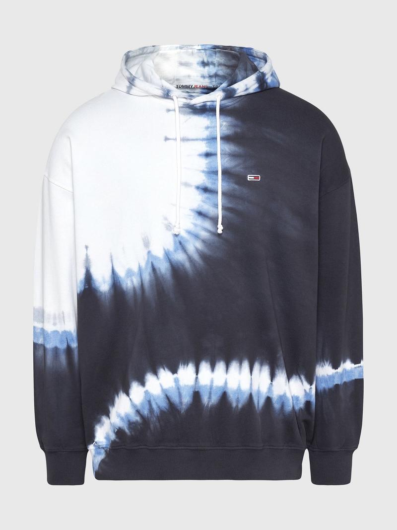 Férfi Tommy Hilfiger Tommy tie-dye Hoodies Fekete Fehér | HU 1252OKI